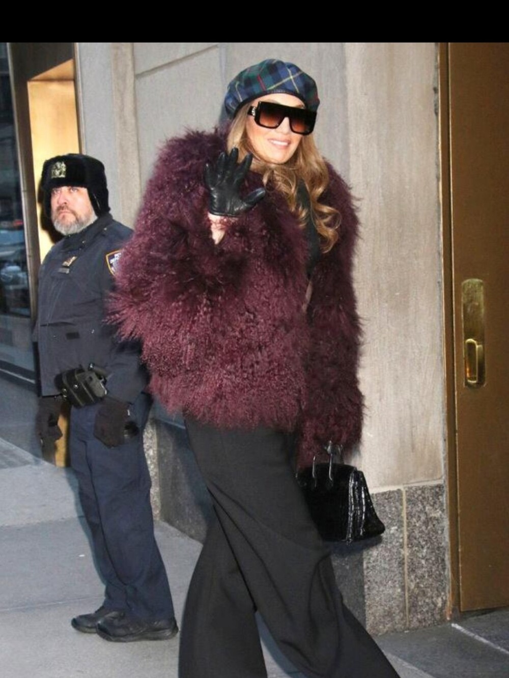 Jennifer Lopaz Regal Faux Fur Coat Berry Wine  Color Pockets Elegant Plus Sz 3x